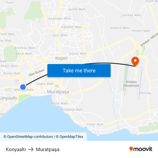 Konyaaltı to Muratpaşa map
