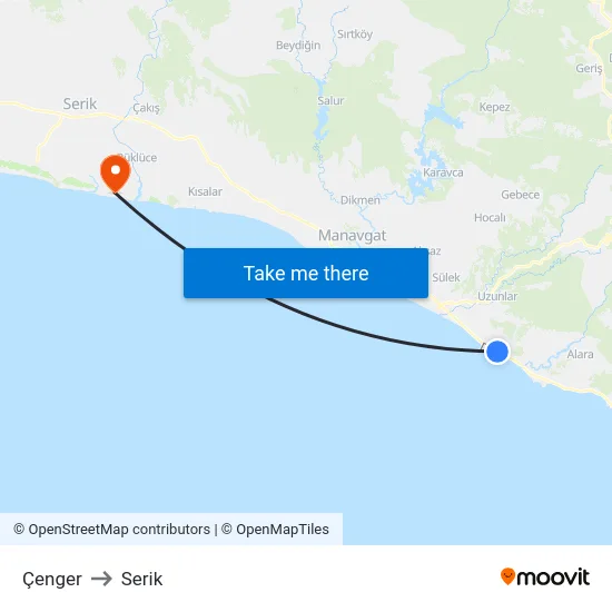 Çenger to Serik map