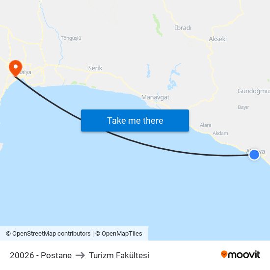 20026 - Postane to Turizm Fakültesi map