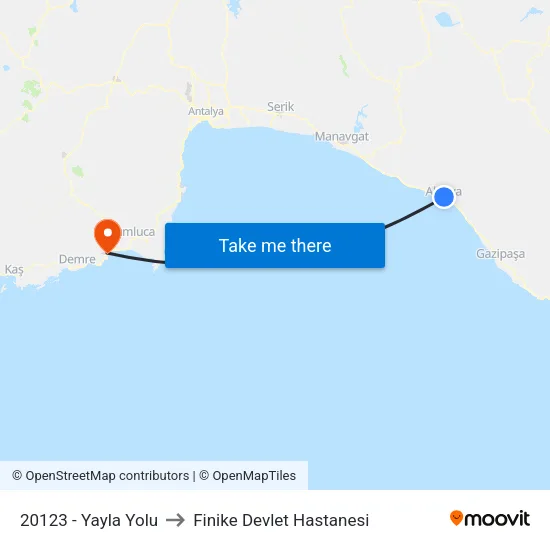 20123 - Yayla Yolu to Finike Devlet Hastanesi map