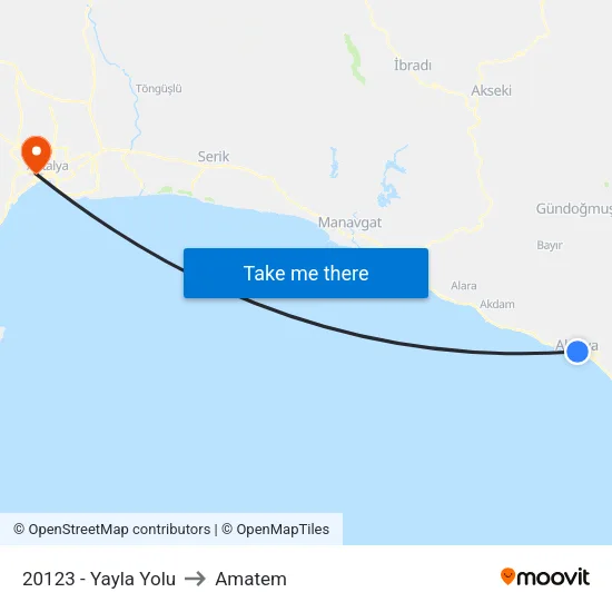 20123 - Yayla Yolu to Amatem map