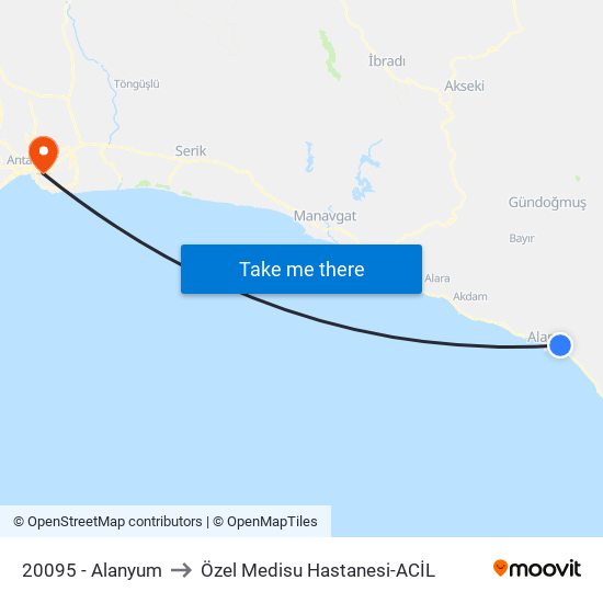 20095 - Alanyum to Özel Medisu Hastanesi-ACİL map