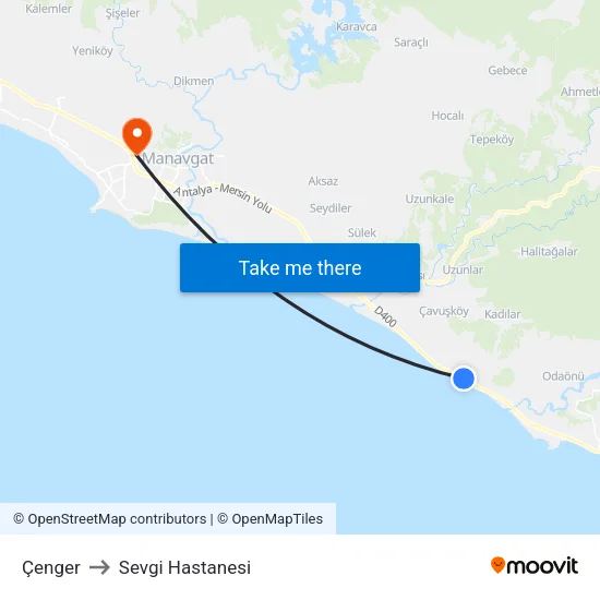 Çenger to Sevgi Hastanesi map