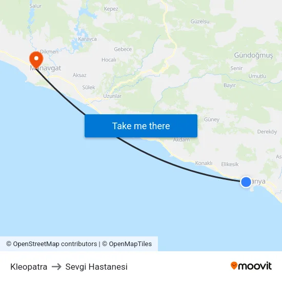 Kleopatra to Sevgi Hastanesi map