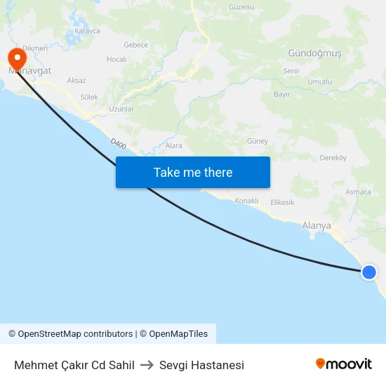 Mehmet Çakır Cd Sahil to Sevgi Hastanesi map