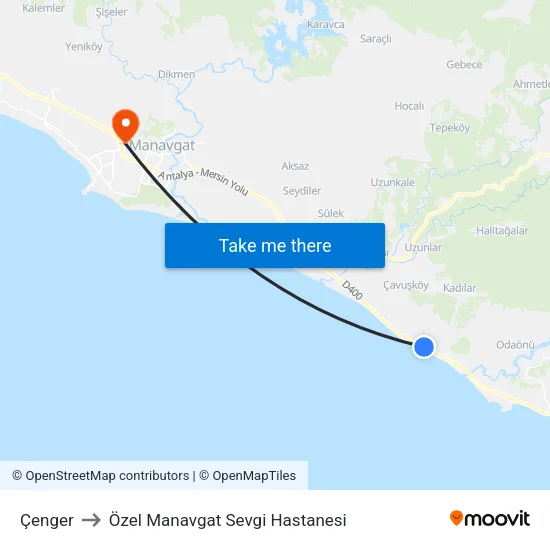Çenger to Özel Manavgat Sevgi Hastanesi map