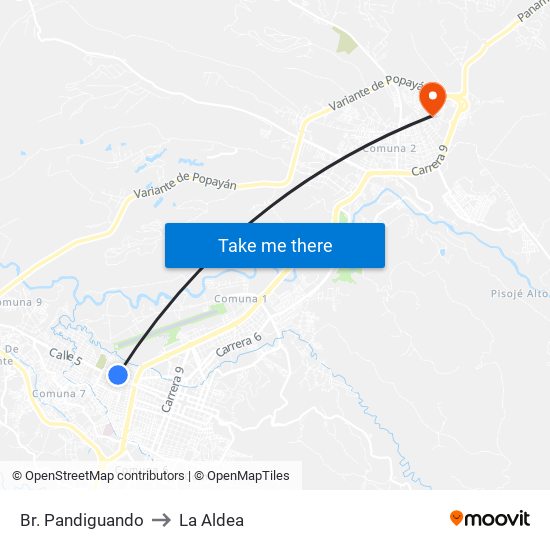 Br. Pandiguando to La Aldea map