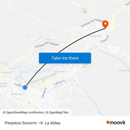 Perpetuo Socorro to La Aldea map