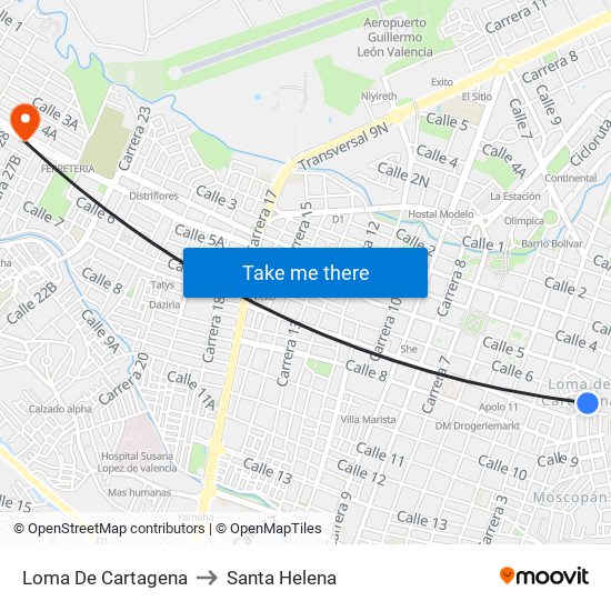 Loma De Cartagena to Santa Helena map
