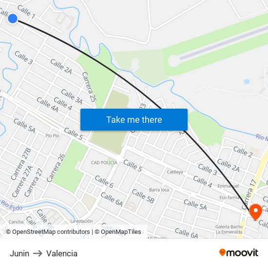 Junin to Valencia map