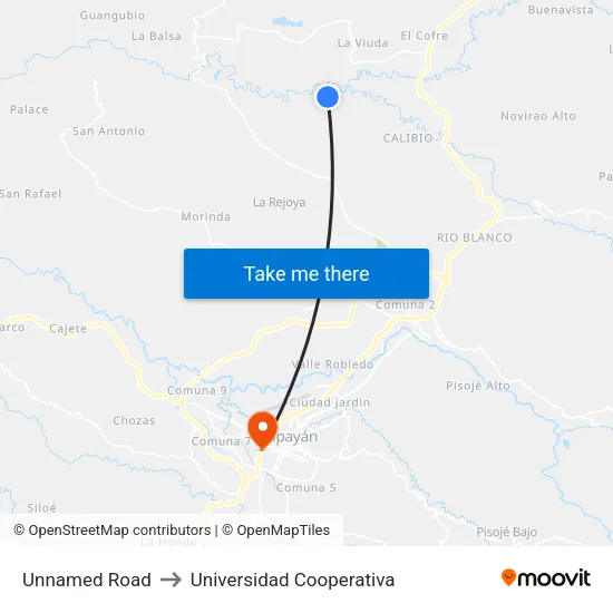 Unnamed Road to Universidad Cooperativa map