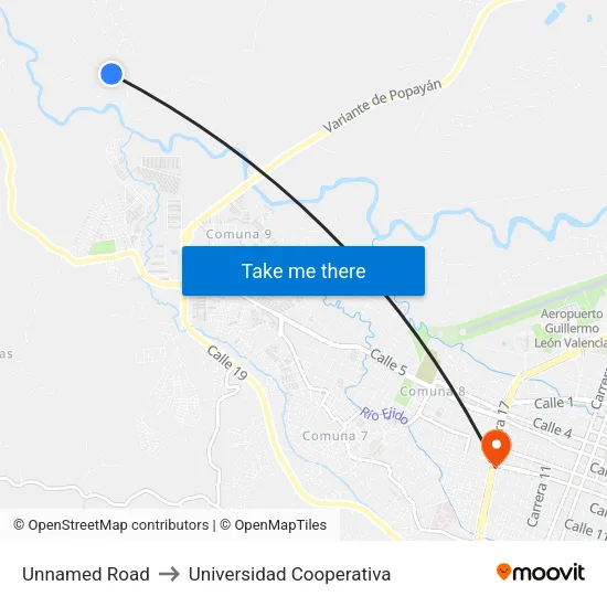 Unnamed Road to Universidad Cooperativa map