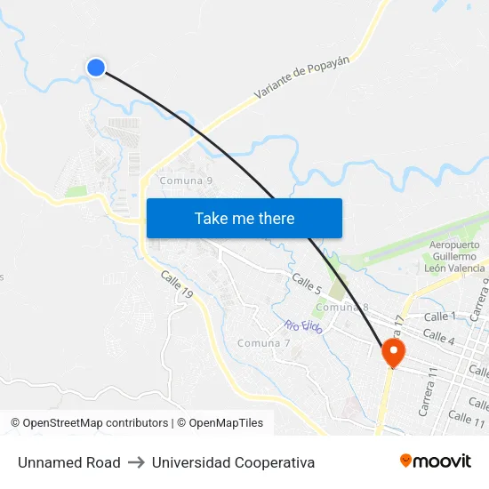 Unnamed Road to Universidad Cooperativa map
