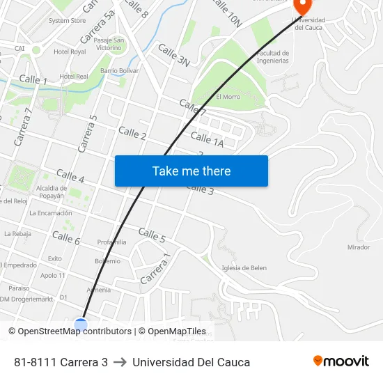 81-8111 Carrera 3 to Universidad Del Cauca map