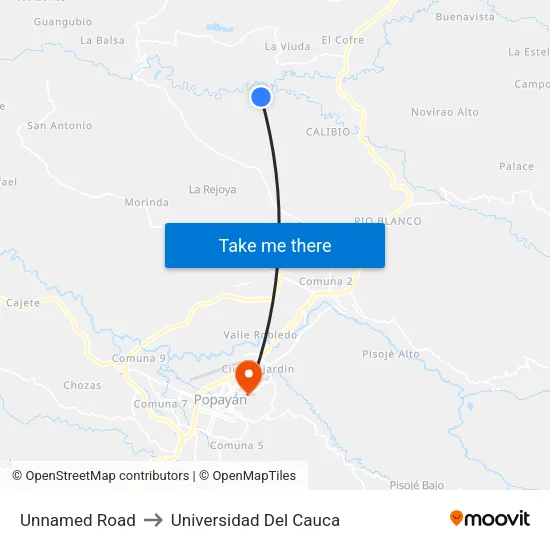 Unnamed Road to Universidad Del Cauca map