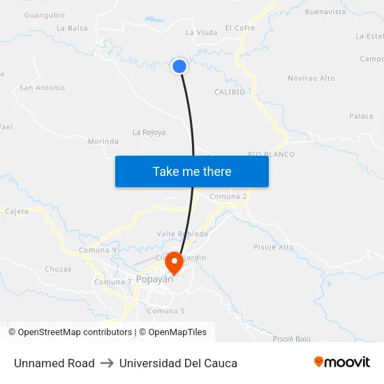 Unnamed Road to Universidad Del Cauca map