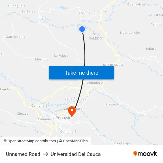 Unnamed Road to Universidad Del Cauca map