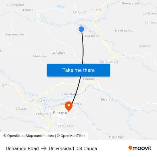 Unnamed Road to Universidad Del Cauca map