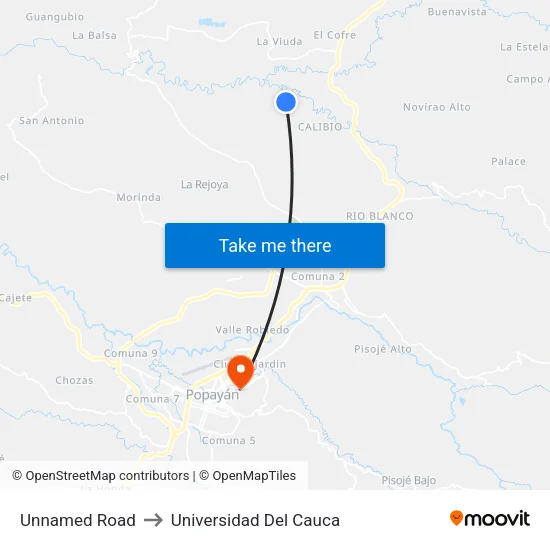 Unnamed Road to Universidad Del Cauca map