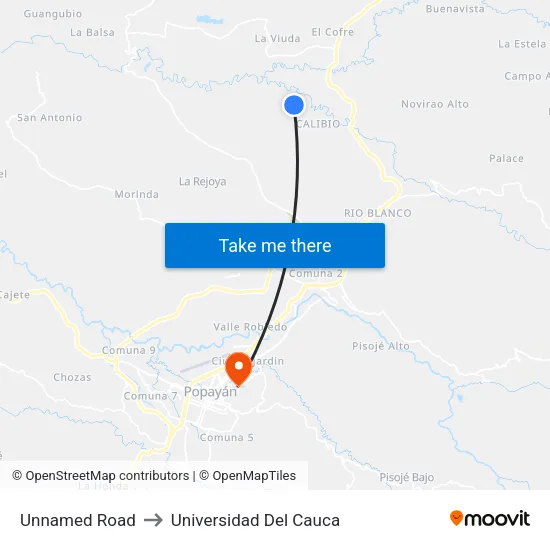Unnamed Road to Universidad Del Cauca map
