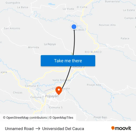 Unnamed Road to Universidad Del Cauca map