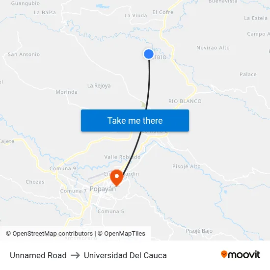 Unnamed Road to Universidad Del Cauca map
