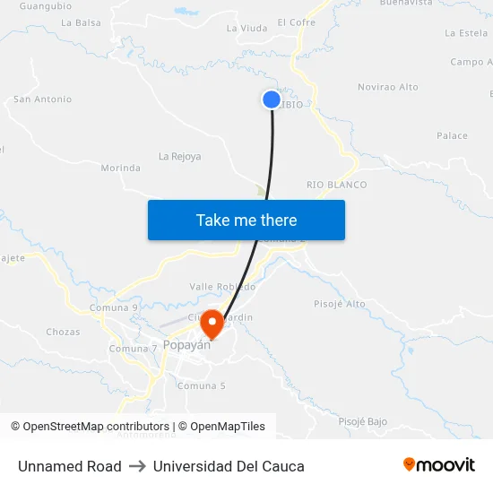 Unnamed Road to Universidad Del Cauca map