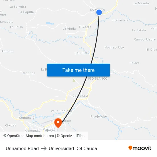 Unnamed Road to Universidad Del Cauca map