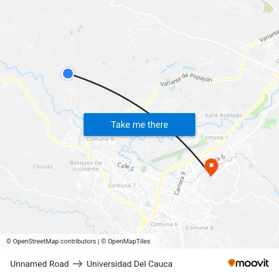 Unnamed Road to Universidad Del Cauca map