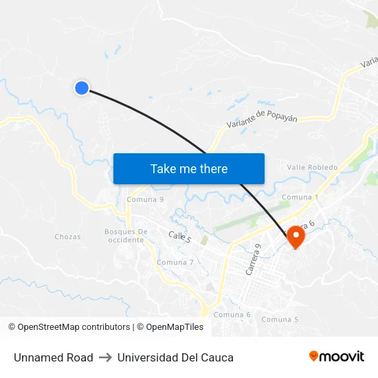 Unnamed Road to Universidad Del Cauca map