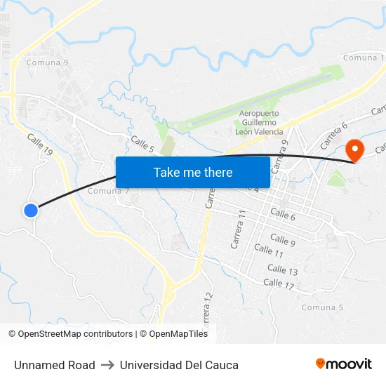 Unnamed Road to Universidad Del Cauca map