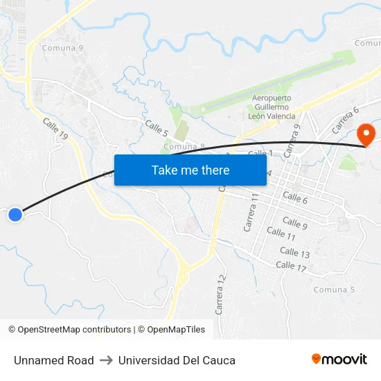 Unnamed Road to Universidad Del Cauca map