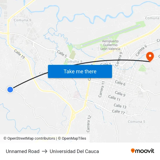 Unnamed Road to Universidad Del Cauca map