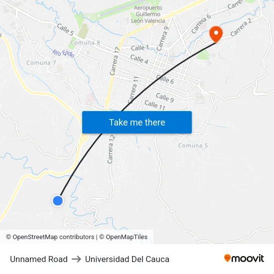 Unnamed Road to Universidad Del Cauca map