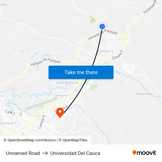 Unnamed Road to Universidad Del Cauca map