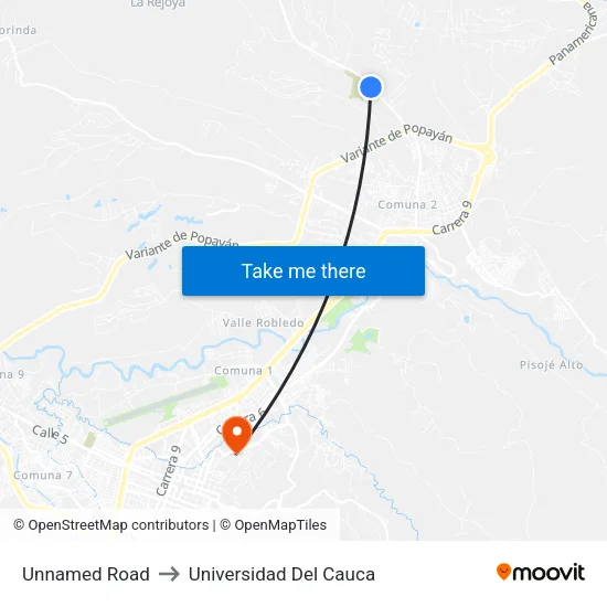 Unnamed Road to Universidad Del Cauca map