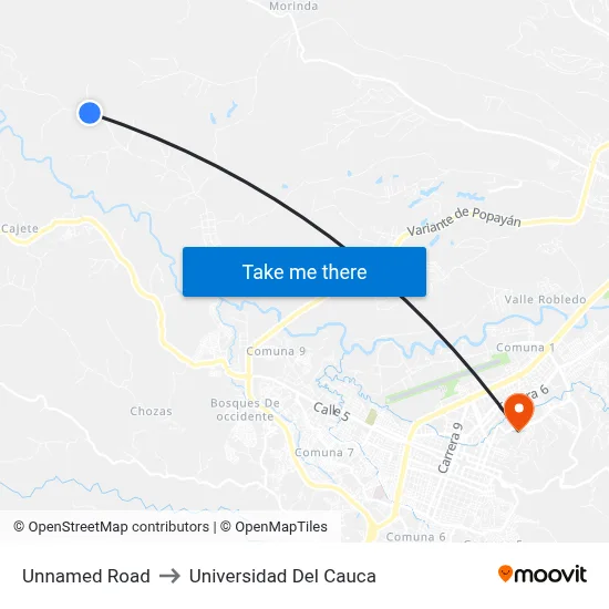 Unnamed Road to Universidad Del Cauca map