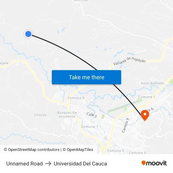 Unnamed Road to Universidad Del Cauca map