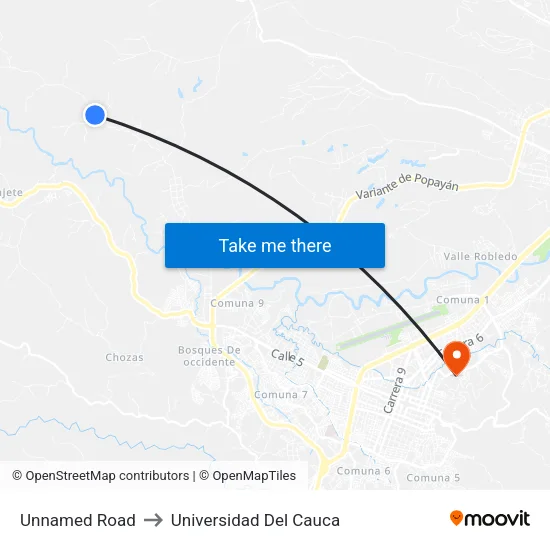 Unnamed Road to Universidad Del Cauca map