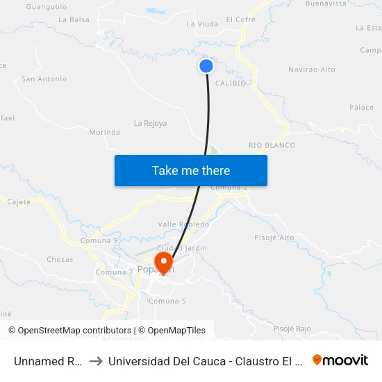 Unnamed Road to Universidad Del Cauca - Claustro El Carmen map