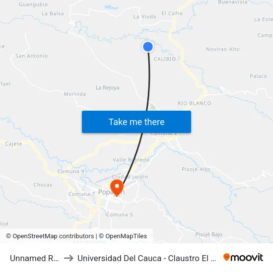 Unnamed Road to Universidad Del Cauca - Claustro El Carmen map