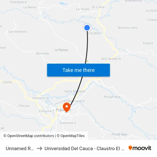 Unnamed Road to Universidad Del Cauca - Claustro El Carmen map