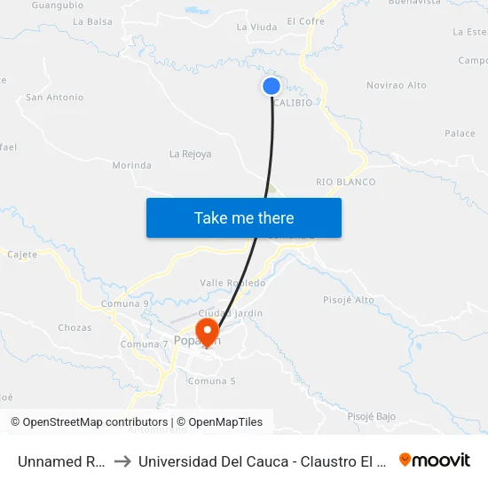 Unnamed Road to Universidad Del Cauca - Claustro El Carmen map