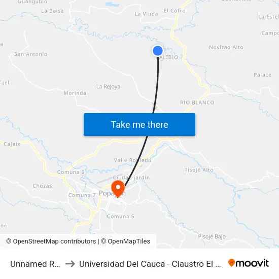 Unnamed Road to Universidad Del Cauca - Claustro El Carmen map