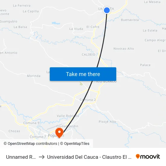 Unnamed Road to Universidad Del Cauca - Claustro El Carmen map