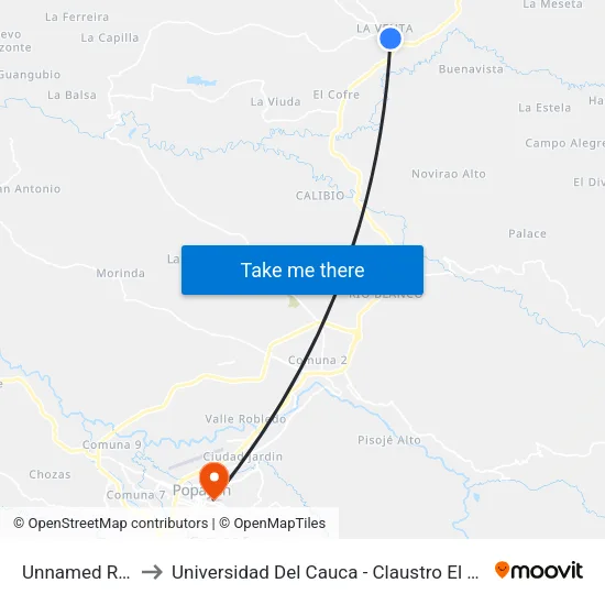 Unnamed Road to Universidad Del Cauca - Claustro El Carmen map