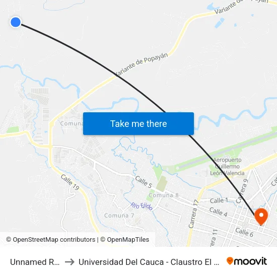 Unnamed Road to Universidad Del Cauca - Claustro El Carmen map