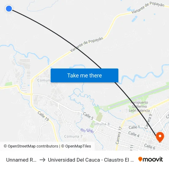 Unnamed Road to Universidad Del Cauca - Claustro El Carmen map