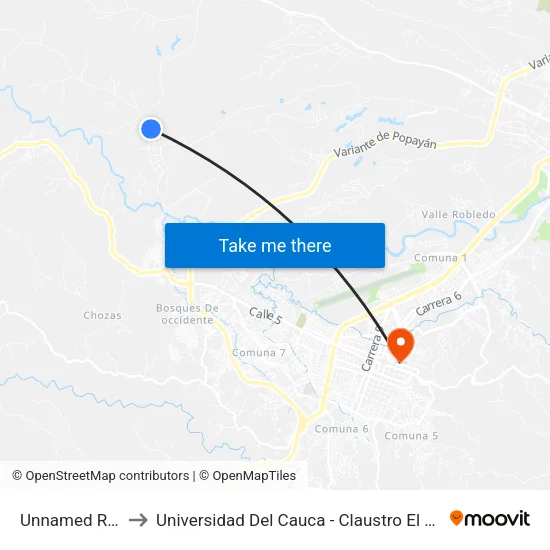 Unnamed Road to Universidad Del Cauca - Claustro El Carmen map
