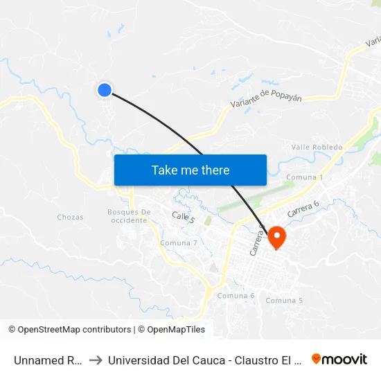 Unnamed Road to Universidad Del Cauca - Claustro El Carmen map